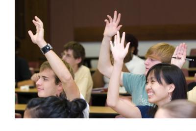 Students raising their hands