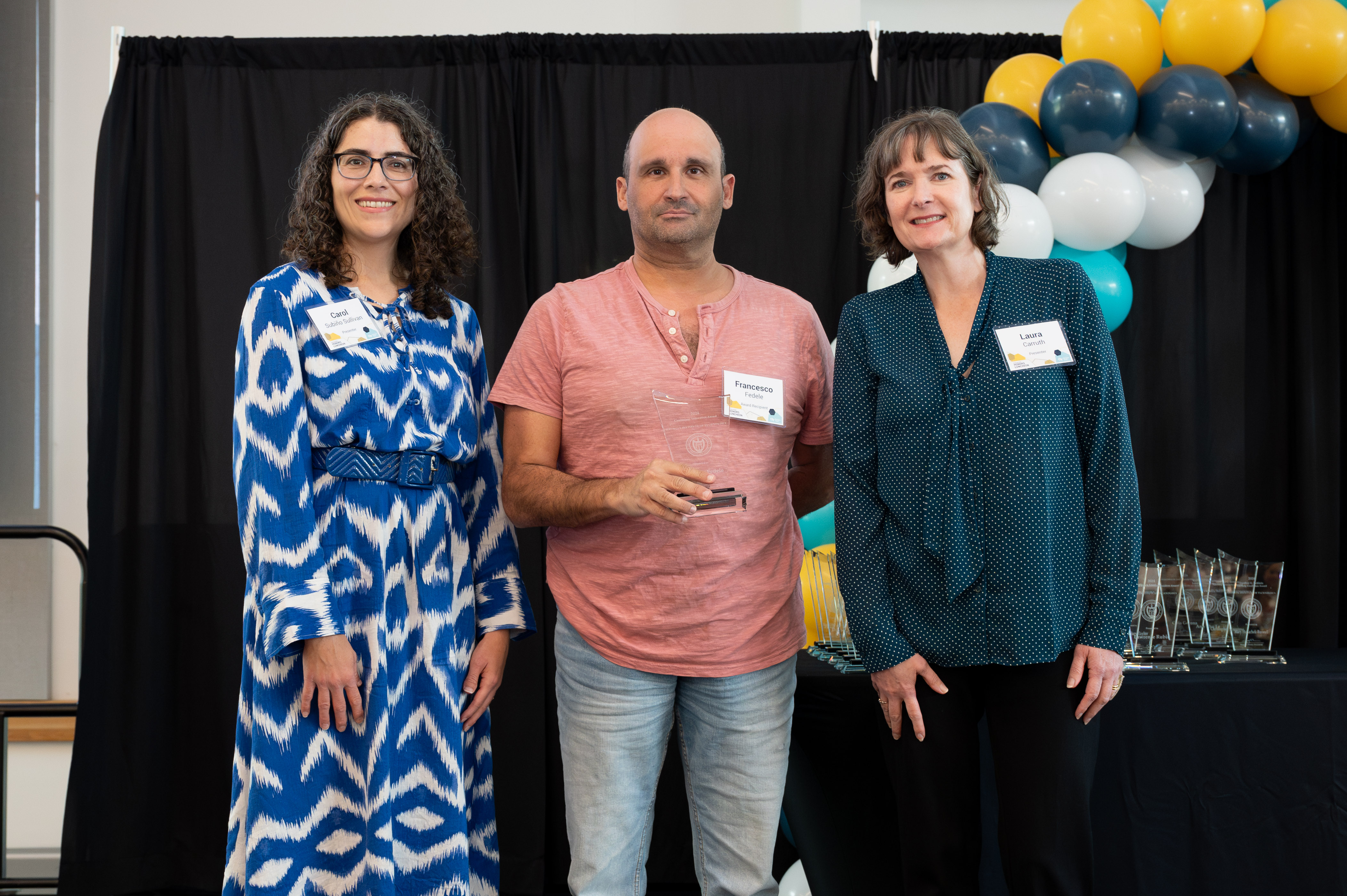 Francesco Fedele receives the Curriculum Innovation award at the Faculty and Staff Honors Luncheon 2024